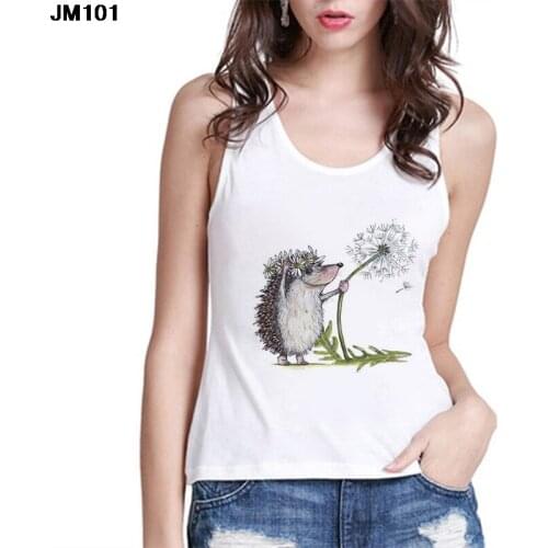 Womens Tops Vest Summer Harajuku Hedgehog Printing Ladies Camisole Sleeveless tank tops Casual Fashion Streetwear White T-shirt