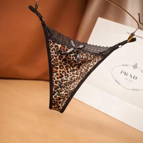 L'bellagiovanna Women Thong Panties leopard Lingerie G-strings bikin mesh underwear New bow Culotte girl hotsale XS-L 1857