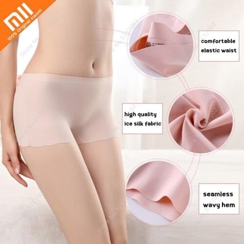 Xiaomi 1pcs Boyshorts Seamless Ice Silk Underwear for Women Female Panties with 100% Cotton Crotch Simple Panties Boxer Briefs
