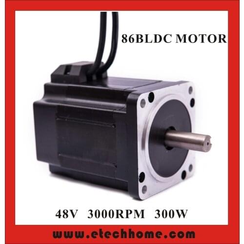High Quality Brushless DC Motor 48VDC 300W 3000rpm Square Flange 86 mm