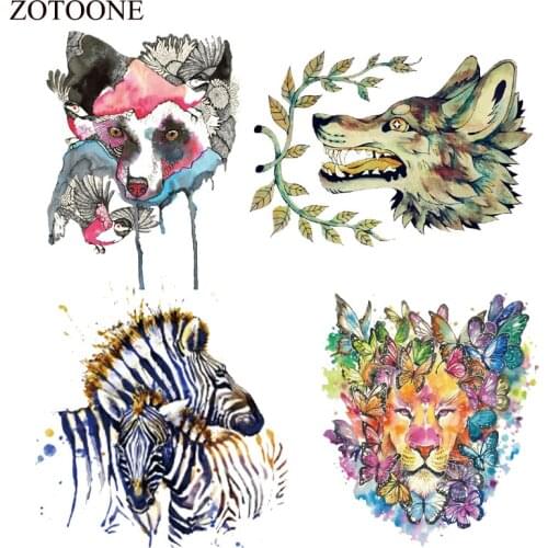 ZOTOONE Heat Transfer Vinyl Patch Sticker Iron On Transfer For Clothes Fabric Wolf Patches For Backpack Tiger Applique Badge E