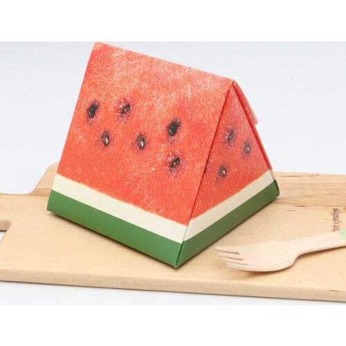 10pcs/set Watermelon Design Cake Food Kraft Paper Box With Handle Boxes Christmas Birthday Wedding Party Candy Gift Packing