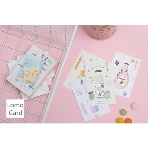 28 Sheets/Set Cute Cat and Snack Lomo Card Mini Paper Postcard/Greeting Card/Birthday Gift Card Message Card