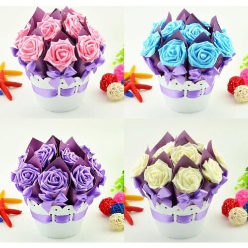 5 Sets Creative Flower Pot wedding favors gifts luxury rose chocolate Candy box souvenirs Wedding Party Table Decoration