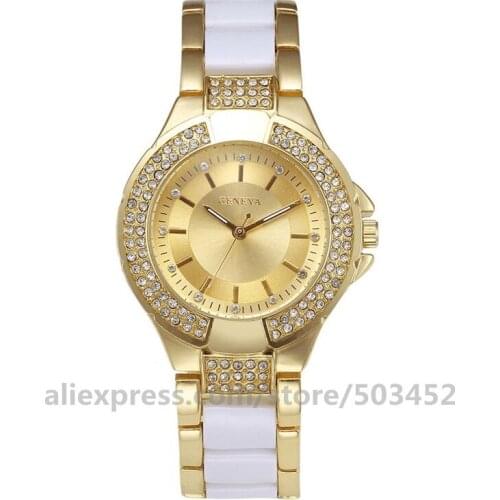 50pcs/lot New Grace Zirconia Women Watches Girls Gifts Factory Price Geneva Watch Alloy And Silicone Belt High End Watches