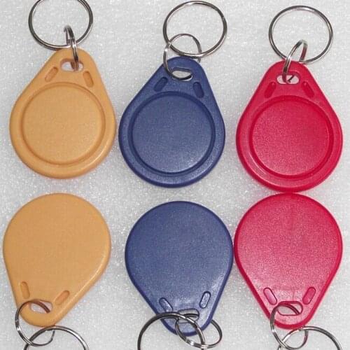 500pcs/Lot F08 RFID 13.56 Mhz IC Tag Token Key Ring IC cards Blue red black nfc tag