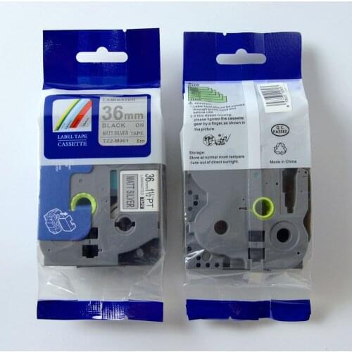Free shipping 2 pcs Compatible brother 36mm TZE tape tz-M961 tze M961 black on matte silver p-touch label printer tape maker