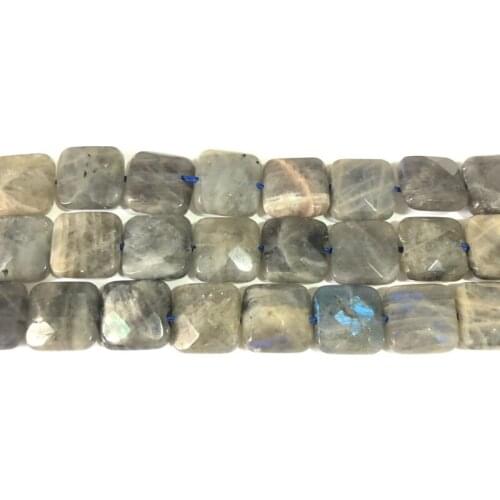 Natural Labradorite Beads 10mm 12mm Faceted Square Gem Stone Loose Beads for jewelry making 15" strand