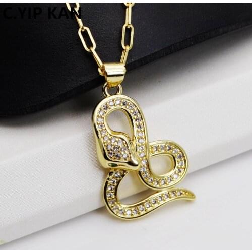 C.YIP KANFashion Zircon Pendant Cobra snake pendant Animal Pendant Necklace DIY jewelry accessories gift for friends