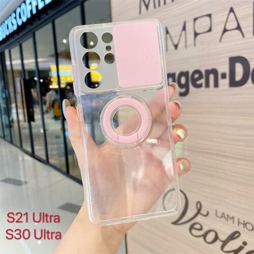 Zeallion For Samsung Galaxy A20S A71 A50 A20 A30 A52 A72 A02 M02 A32 A42 Clear Cover Camera Protection Ring Holder Phone Case