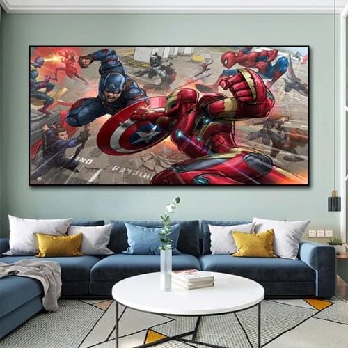 Marvel Decorative Poster Superhero Avengers Comics Canvas Print Painting Modern Wall Art Childs Room Iron Man Bedroom Picture