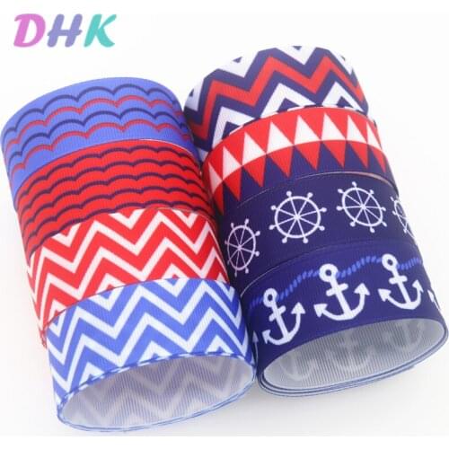 DHK 7/8'' 10yards navy sea stripe anchor Printed Grosgrain Ribbon Accessory Hairbow Headwear Decoration DIY Wholesale OEM B1954