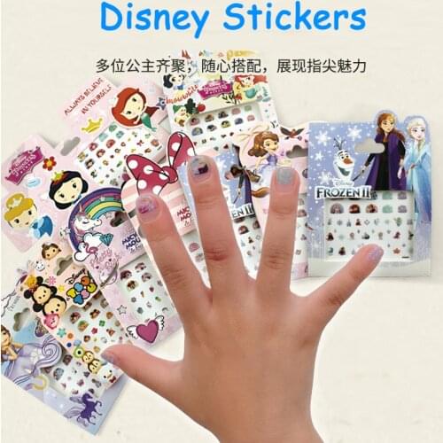 Disney Cartoon Frozen Princess Elsa Anna Snow White Makeup Nail Stickers Minnie Mickey Mermaid Stitch Stickers Toy For Kids