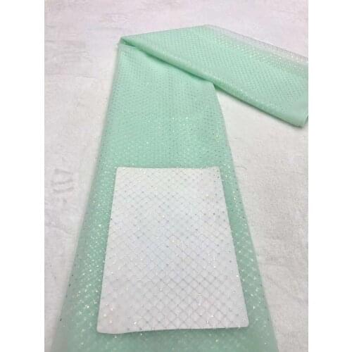 French Mesh Sequins Craft African Lace Fabric Swiss Tulle Sewing Designer Evening Party Wedding Dress 5 Yards Trimming Wholesale