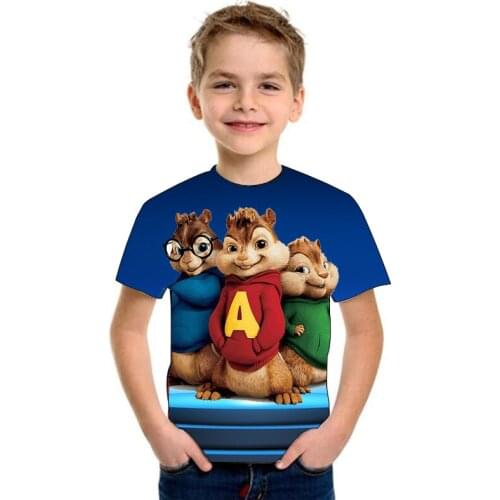 Funny hree Chipmunk Movie 3D Print Boys T-shirt Cartoon Film Comedy Cute Tees Baby Boys Cool Talking Chipmunks Short Sleeve Tops