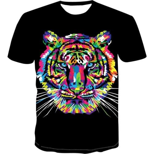 2020 new 3D T-shirt men and women print geometric colorful summer top fashion clothing hip hop print tiger psychedelic