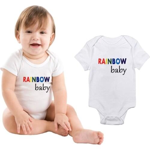 0-24M Infant Newborn Baby Boy Girl Short Sleeve Letter Print Rainbow Babay Cotton Romper Jumpsuit Summer Baby Clothes