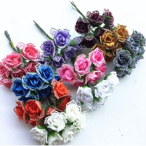 2cm Mini Fake Rose Bouquet Artificial Silk Flowers For DIY Garland Hair Accessories Scrapbooking Wedding Decoration