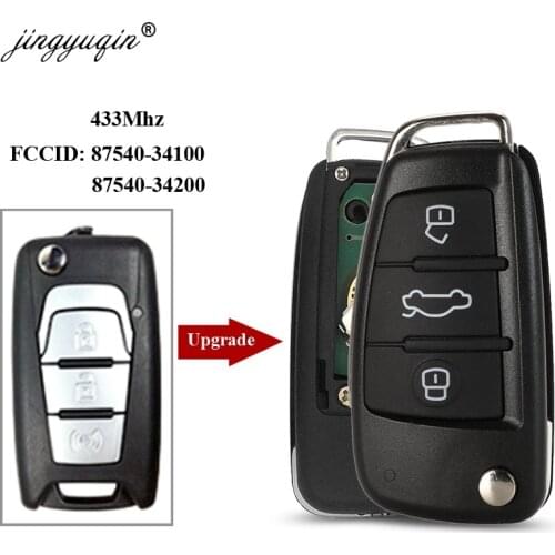 Jingyuqin 433 Flip Folding Remote Car Key Shell Case Fob 3 Buttons For SsangYong Korando New Actyon C200 87540 34100/34200