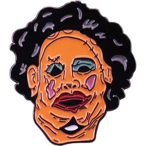 Classic Leatherface enamel pin from Texas Chainsaw Massacre unique horror fans addition
