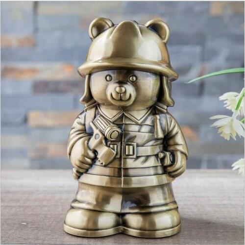 Cartoon character fireman piggy bank cash box coin bank money bank for home decoration CXG033