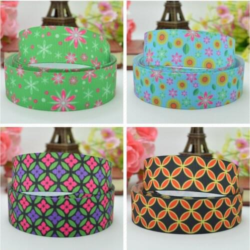 10 Yards 22mm 7/8" Pretty Flowers Girls Printed grosgrain ribbon hair bow Headwear DIY hair accessories retail B0929