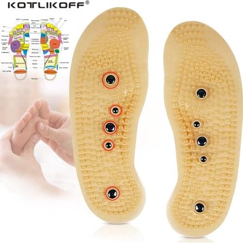 Magnetic Massage Insoles Reflexology Pain Relief Shoe Insoles Foot Acupressure Therapy Magnet Silicone Pads Slimming For Weight