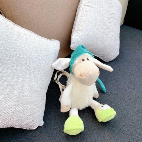 Small wool velvet three-dimensional lamb animal shape childrens backpack mini ladies backpack