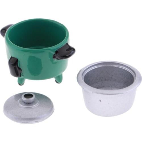 Mini Electric Rice Cooker Toy for 1:12 Doll House Miniature Cookware Accessory Dark Green