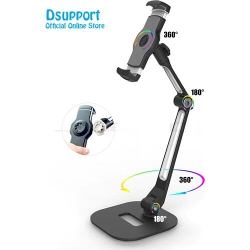 Multifunction 360 Rotation 4-11 inch Tablet PC Stand/ Mobile Phone Holder Metal Base Universal Foldable Lazy Tablet Support