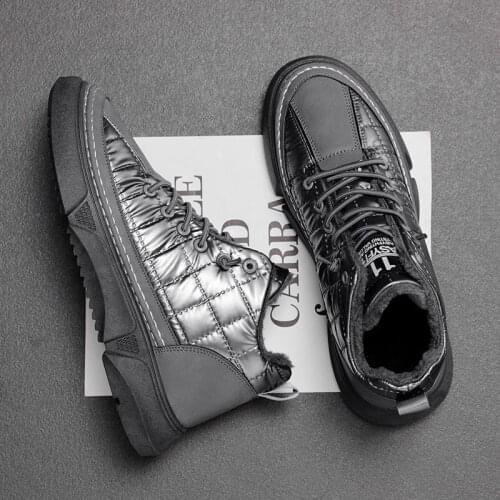 Winter Mens Shoes Cotton Shoes Mens Snow Boots, Mens Plus Velvet Thickening Mens Shoes Warm Thickening Warm Shoes Tide Boots