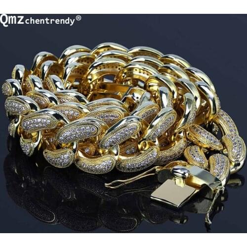 Mens 28mm Heavy Iced Out Zirconia Miami Cuban Link Necklace Choker Bling Hip hop Chain Jewelry CZ Chain 26'' gold silver Plated