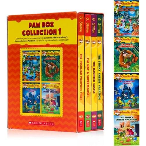 4 Books Geronimo Stilton Paw Box Set 1 Humor Adventure Explore Brave Comic Fiction Parent Child Kids Story English Picture Book