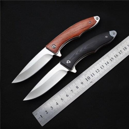 MIKER Flipper knife folding Pocket Knife wood handle 9cr18mov blade Ball Bearing Utility Outdoor Survival EDC Camping knife