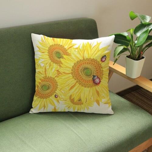 US Casual Summer Theme Beach Yellow Sunflower Print Cushions Decoratives For Living Room Car Pillow Covers Sofa Cushion Covers