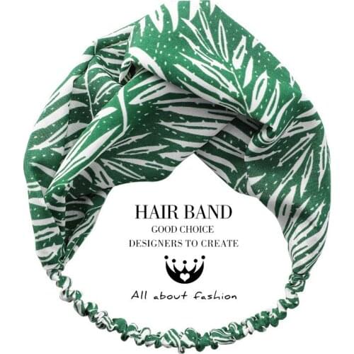 60pcs/lot DIY Multi Simple Fabrics Plant Leaves Head Bands Wide Elasticity Cross Hair Bands Hair Styling Tools Accessory HA1085