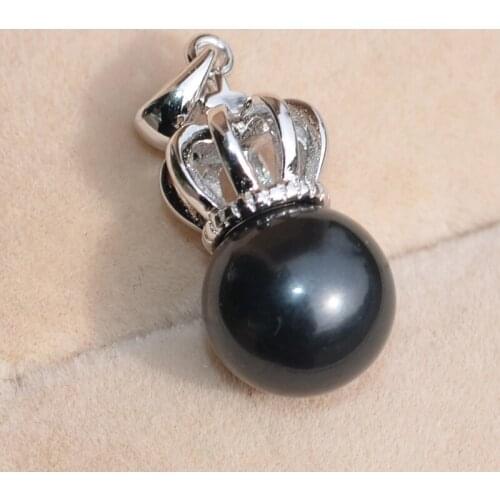 QIAOBEIGE 1pc Diy accessories s925 sterling silver three-dimensional crown pendant female pendant pearl empty support