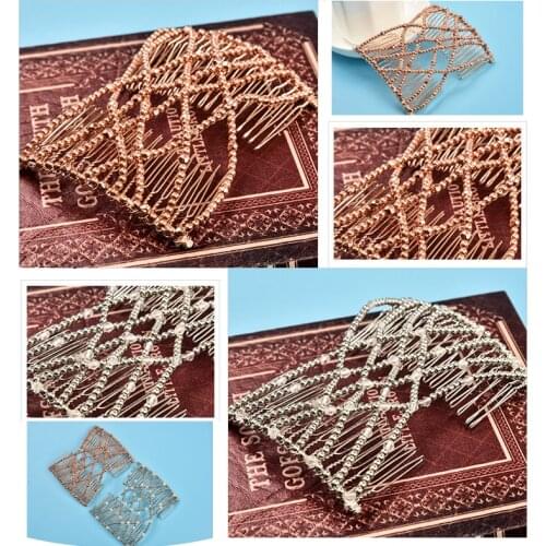 New Arrival Vintage Magic Beads Stretching Hair Comb Slide Comb Double Clip Bun Maker For Women Elegant Hairpin Jewelry Accessor
