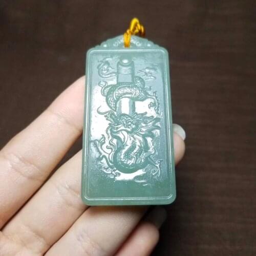 Russian material Hetian jade powder green jasper dragon line world brand pendant jp2816