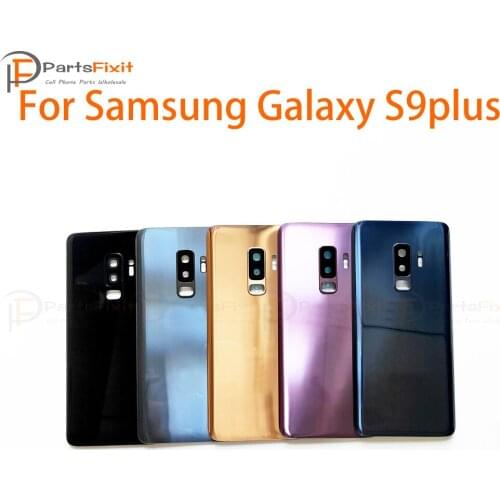 S9+ Rear Cover Battery Door Glass with Camera Lens for Samsung Galaxy S9 Plus Back Housing Glass with Camera Lens and Adhesive