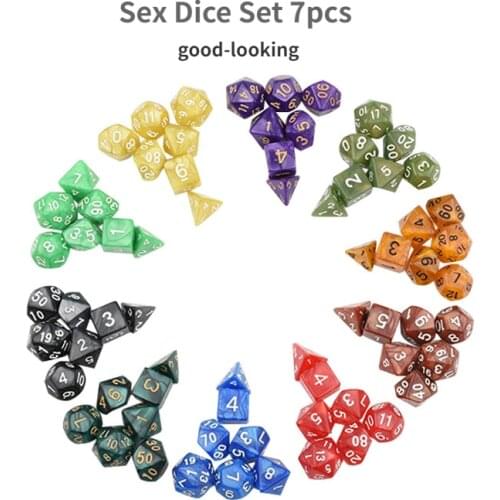 Sex Dice Set 7pcs/Set D4 D6 D8 D10 D12 D20 Multi Sides Dragons TRPG Love Toys Board Games for Kids Adults Party Entertaiment