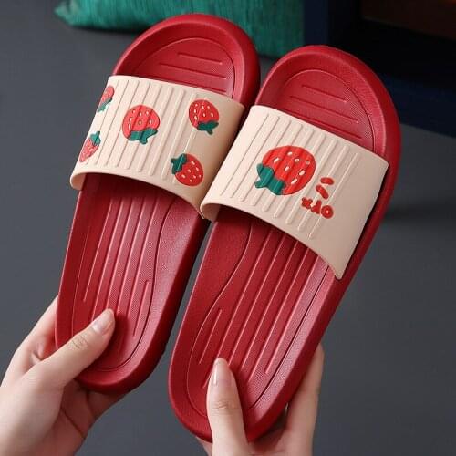 Cute fruit slippers female couple home non-slip bath bathroom mens thick-soled womens slippers man shoes home slippers