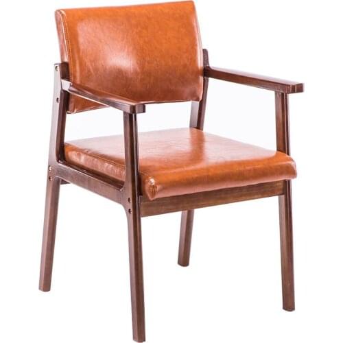 Solid Wood Chair Modern Minimalist Armrest Dining Chair Home Desk Backrest Computer Chair Hotel Meeting Leisure Stool