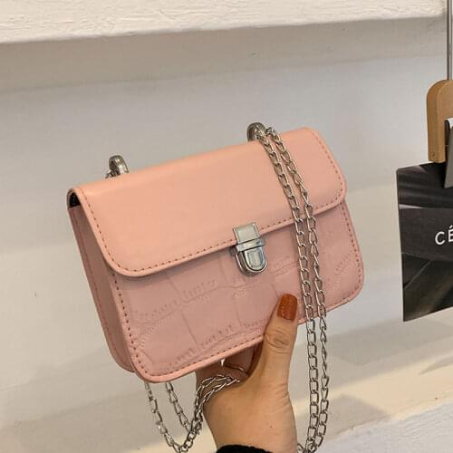 2021 High Quality Simple Style Handbags For Women Chain Strap Solid Color Female Shoulder Bag Designer Trend Square Small Bag
