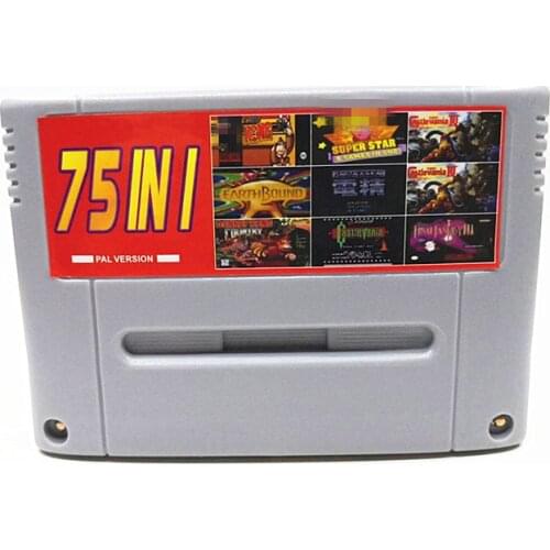 Super 75 in 1 EUR Version Chip Save With Game Clock Tower Final Game Fantasy VI Dragon Quest I & II Secret of Mana Terranigma