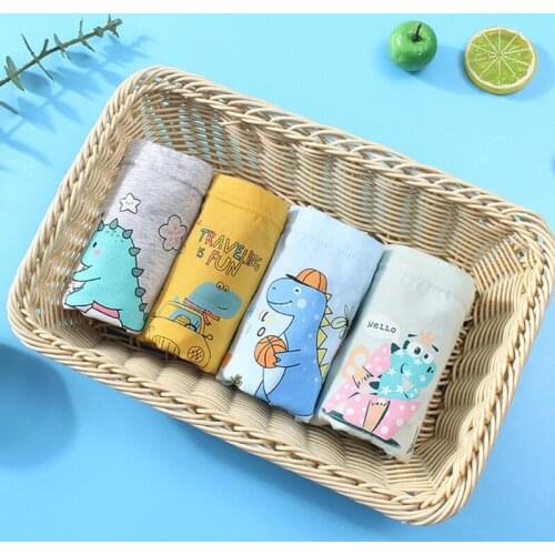 2-15 Years Boys Underwear Cartoon Dinosaur Panties for Toddler Baby Cotton Breathable Shorts for Teenage Boy Kids Boxers 4pcs