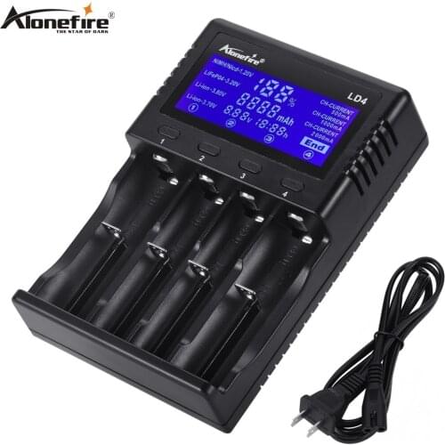 Alonefire LD4 Universal Battery Charger LCD Display Speedy Smart Charger for Rechargeable Batteries Ni-MH Ni-Cd AA AAA Li-ion