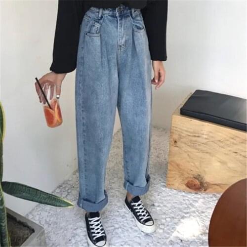 Vintage Thicken Jeans High Waist Jeans Womens Cargo Pants Winter Straight Loose Black Blue Stitching Harlan Stacked Jeans Women