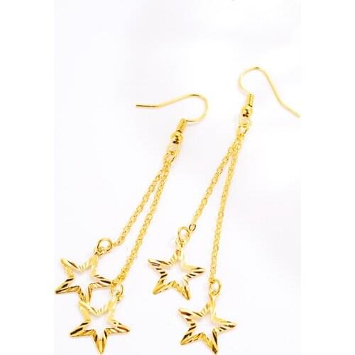 HANGING EAR HOOK GOLD 14K DROP EARRING FOR WOMENS WEDDING ENGAGEMENT JEWELRY LONG TASSEL EARRINGS FOR GIRLFRIEND BIRTHDAY GIFT