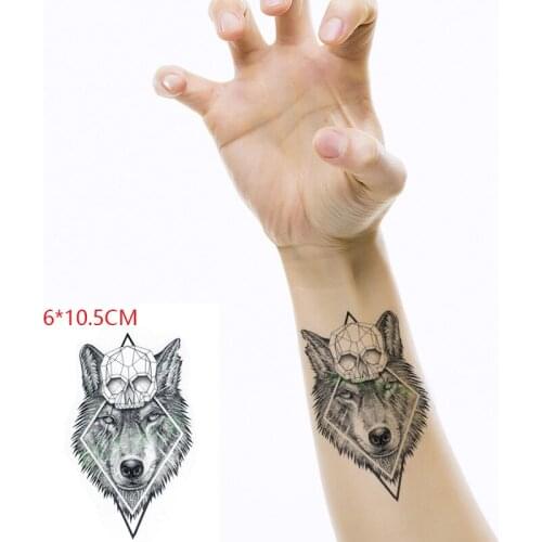 Waterproof Temporary Tattoo Sticker ins Wolf skull bone cool Body Art Flash Tatto Fake Tatoo for Women Men